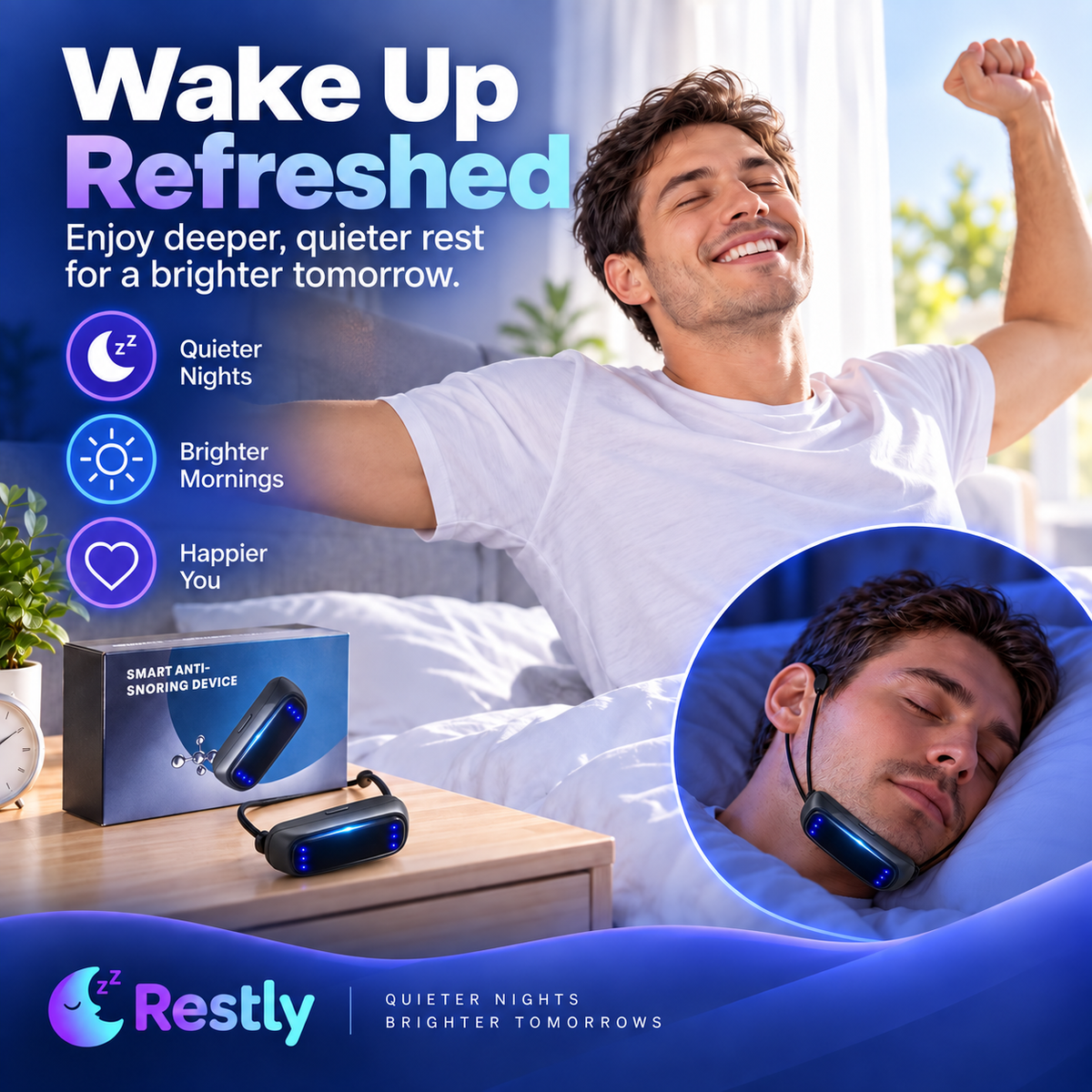 Smart Anti-Snore Device. Stop Snoring, Start Sleeping Deeply