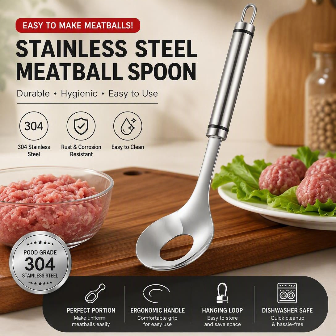 304 Stainless Steel Meatball Scoop Ball Maker, Easy Grip Kitchen Tool for Meatballs, Fish Balls & Dough