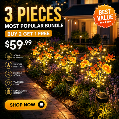 Solar Butterfly Flower Garden Stake Light Waterproof Outdoor Pathway Decor