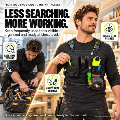 Hands-Free Multi-Pocket Chest Tool Organizer Keep Every Essential Within Reach