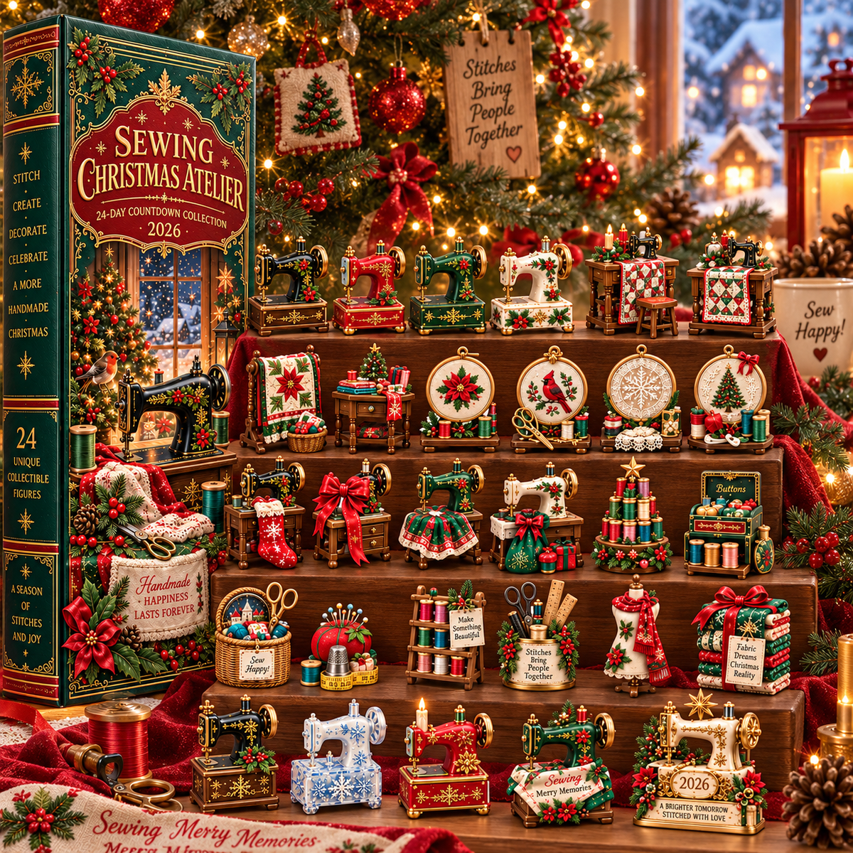 Sewing Christmas Atelier 2026 24-Day Countdown Collection with 24 Unique Sewing & Quilting Miniatures