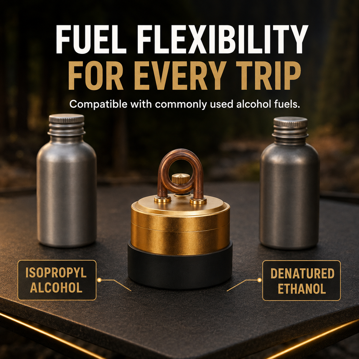 Self-Pressurized Alcohol Stove Lightweight Aluminum & Copper Burner for Hiking, Survival & Camping