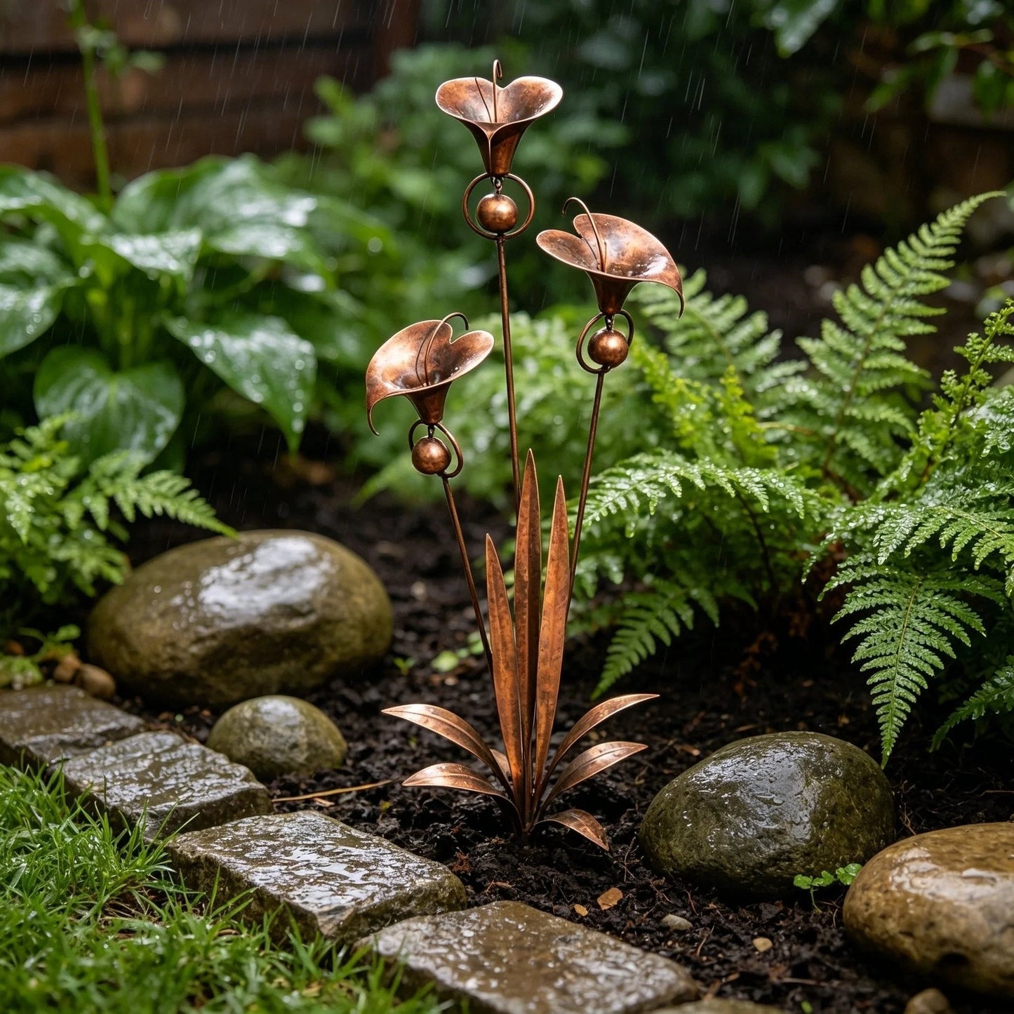 Copper Calla Garden Stake