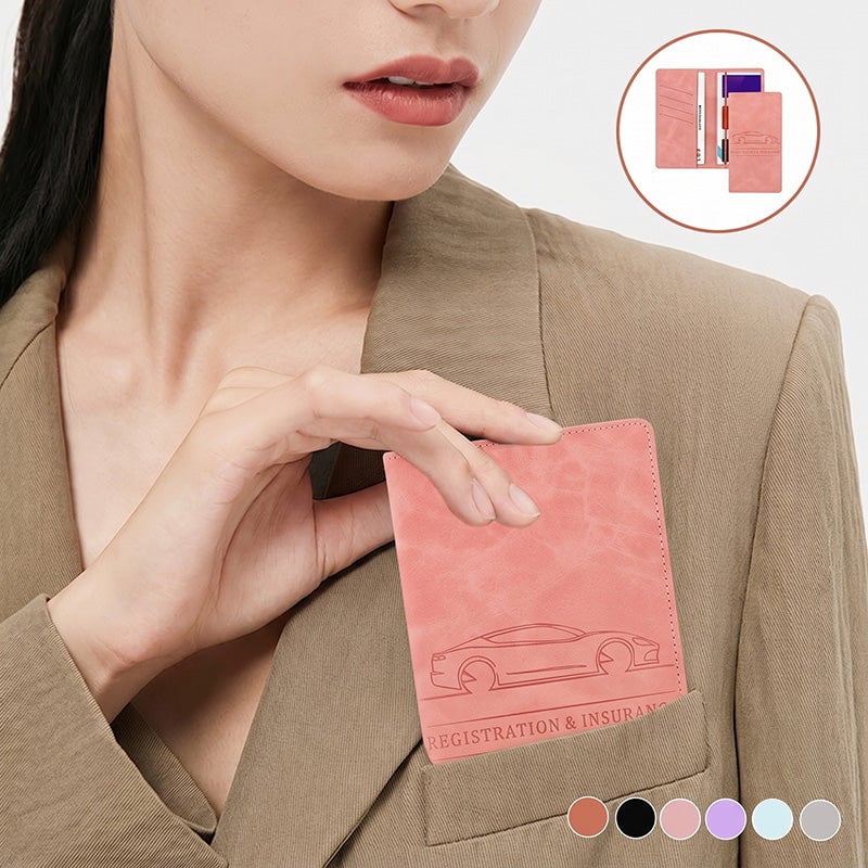Premium Suede-Feel Vehicle Document Organizer | Magnetic Closure Wallet