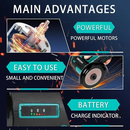 Cordless Mini Angle Grinder 19500RPM, 12V, Dual Battery, Compact & Powerful!