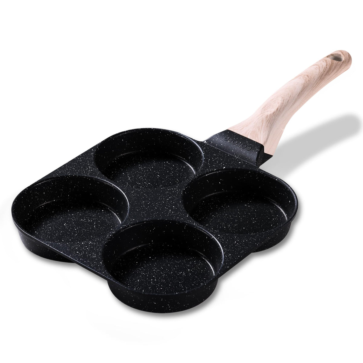 Multifunctional 4 Holes Skillet With Handle Wooden Handle