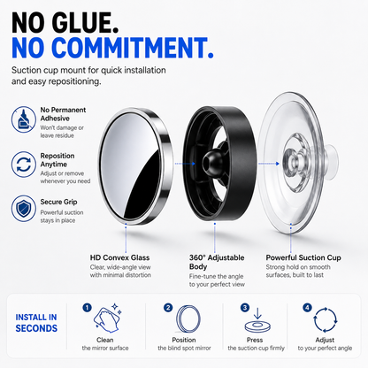2-Pack 360 Adjustable Blind Spot Mirrors Wide-Angle HD Car Side Mirror