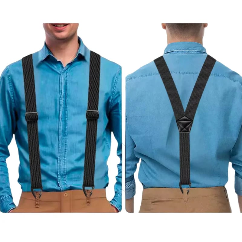 Heavy-Duty Men s Suspenders with Hook Clips Adjustable X/Y-Back Work Suspenders
