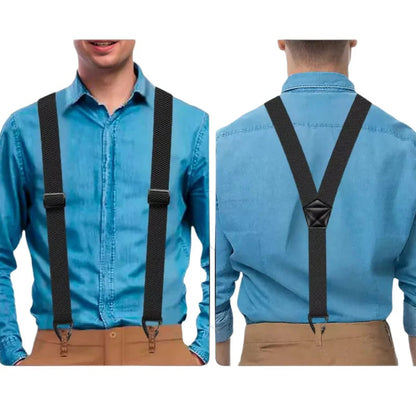 Heavy-Duty Men s Suspenders with Hook Clips Adjustable X/Y-Back Work Suspenders