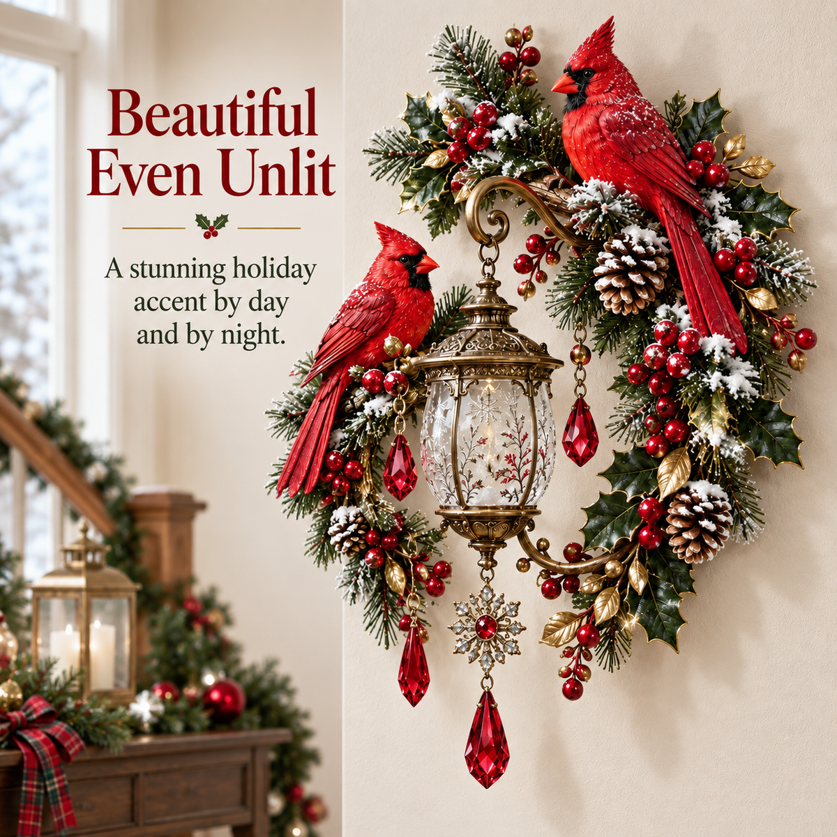 Cardinal Lantern Wall Decor A Warm Holiday Glow