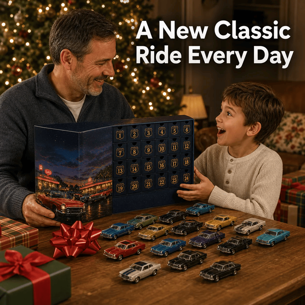 24 Days of Classic American Cars Advent Calendar 24 Vintage Ride Collectibles for Car Lovers