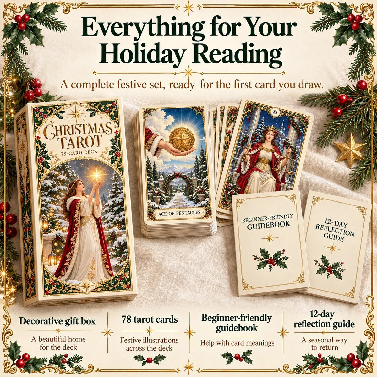 Yuletide Tarot Deck | 78 Festive Cards & A Guided 12-Day Holiday Ritual