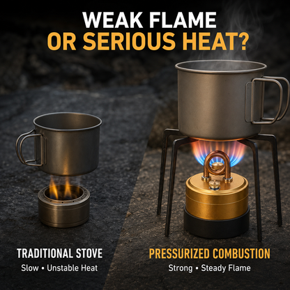 Self-Pressurized Alcohol Stove Lightweight Aluminum & Copper Burner for Hiking, Survival & Camping