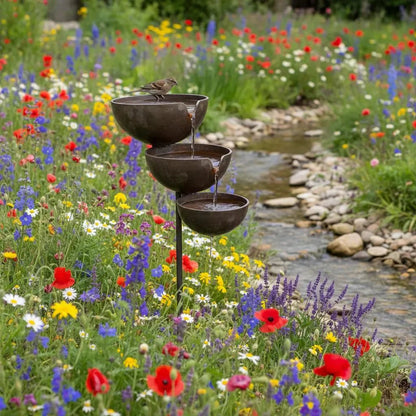 Cascading Rain Catcher Birdbath