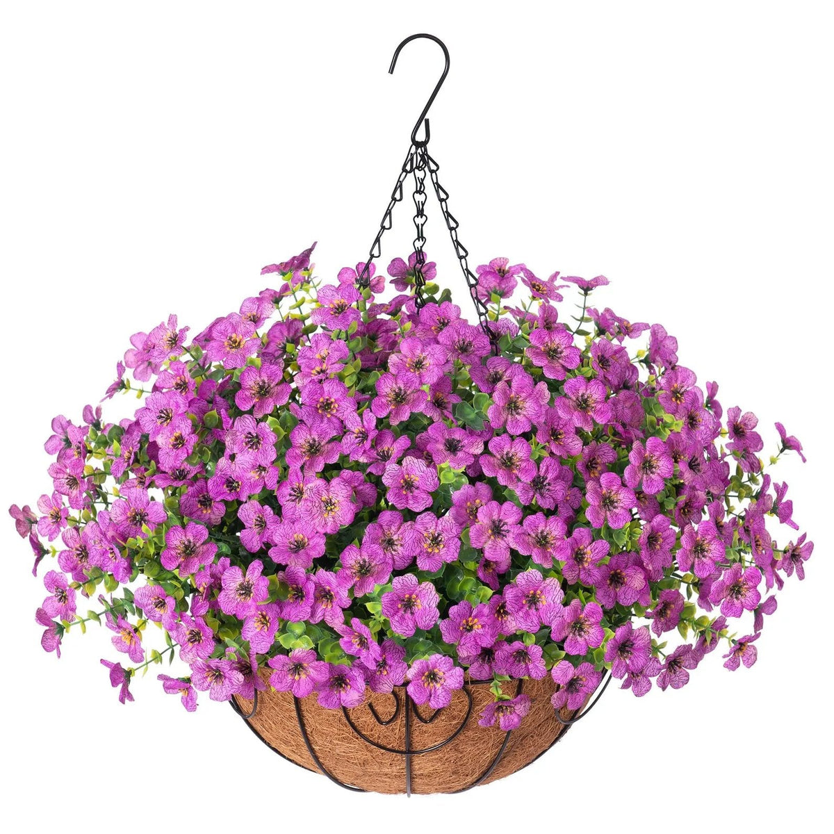 Simulated Hanging Flower Basket No Watering. No Wilting. Just Perfect Blooms