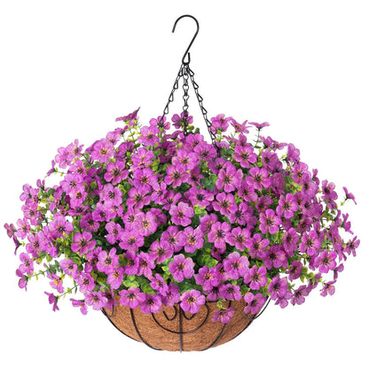 Simulated Hanging Flower Basket No Watering. No Wilting. Just Perfect Blooms
