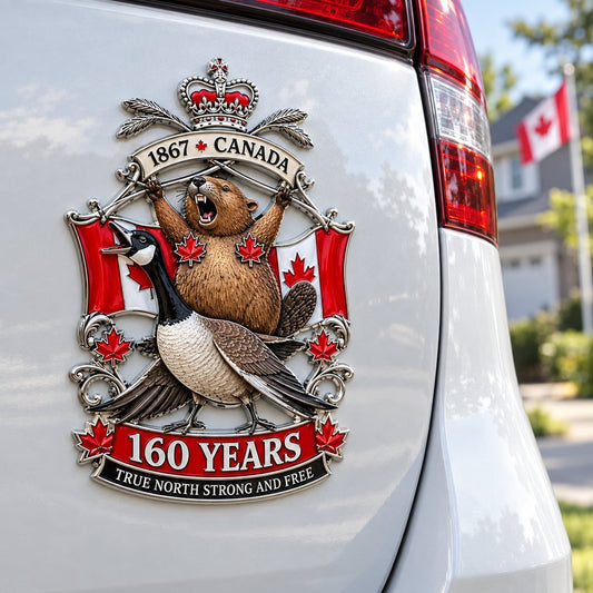 Canada 160th Anniversary True North Strong and Free Tribute Metal Car Emblem