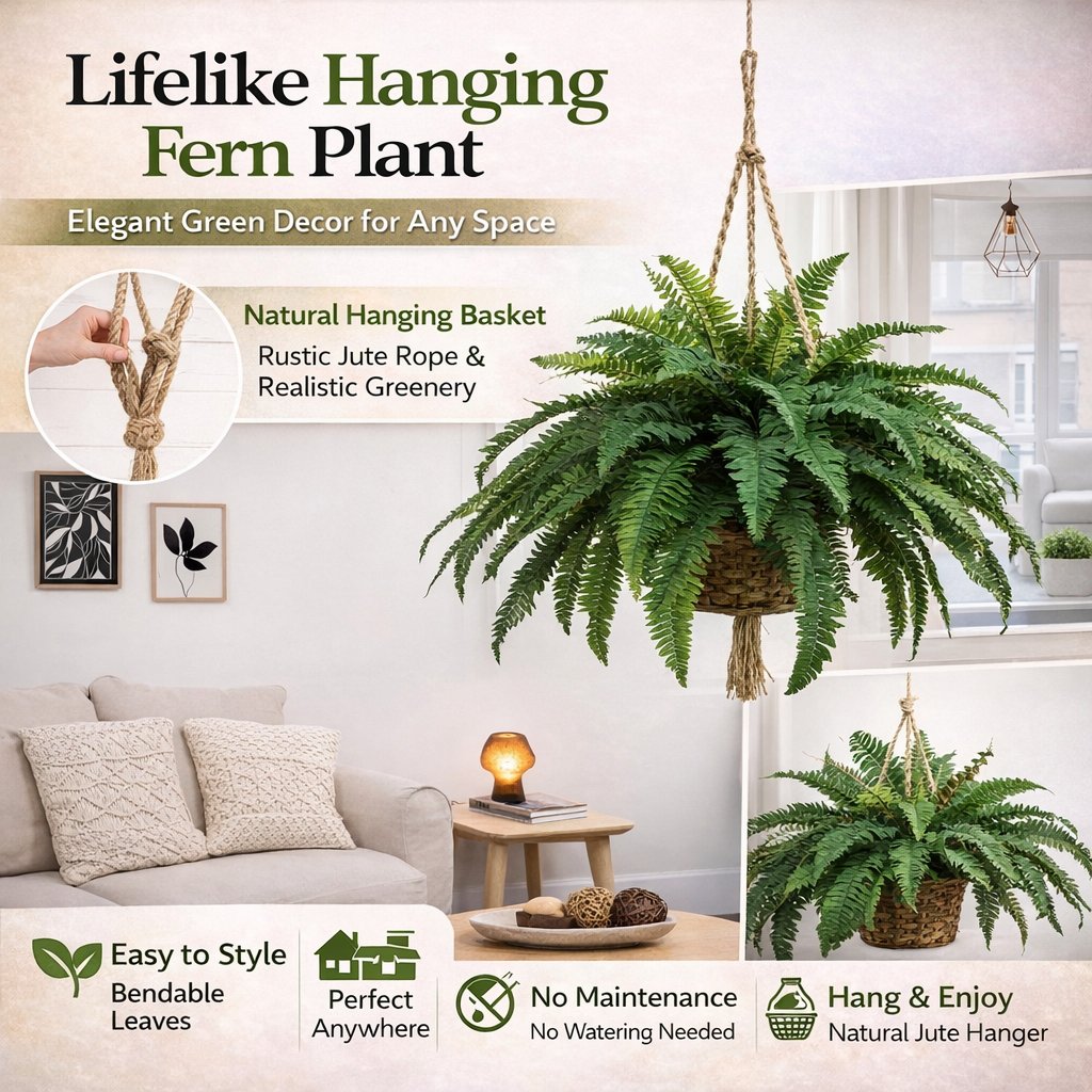 Artificial Hanging Fern Plant Effortless Greenery for Home & Garden