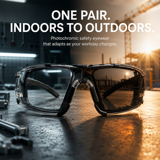 Photochromic Safety Glasses | Auto-Darkening Lens | Indoor & Outdoor Impact Protection