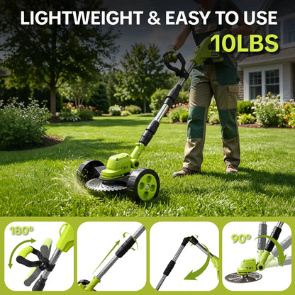21V 3-in-1 Cordless String Trimmer, Edger & Mini Mower 2 Batteries Included