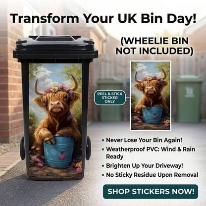 Creative Colourful Cartoon Trash Can Sticker, DIY Funny Bin Decal for Home Bathroom Kitchen&Brighten Your Community