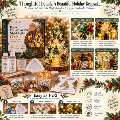 Beginner-Friendly Resin Christmas Tree Night Light DIY Kit | Complete Kit with Mold, Resin