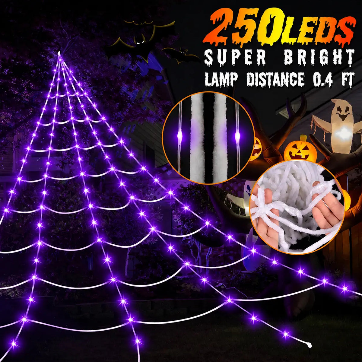 Halloween Sellers Halloween glowing spider web lights