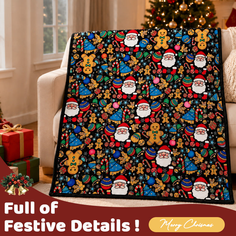DIY Christmas Coloring Blanket Santa & Gingerbread Man Holiday Throw