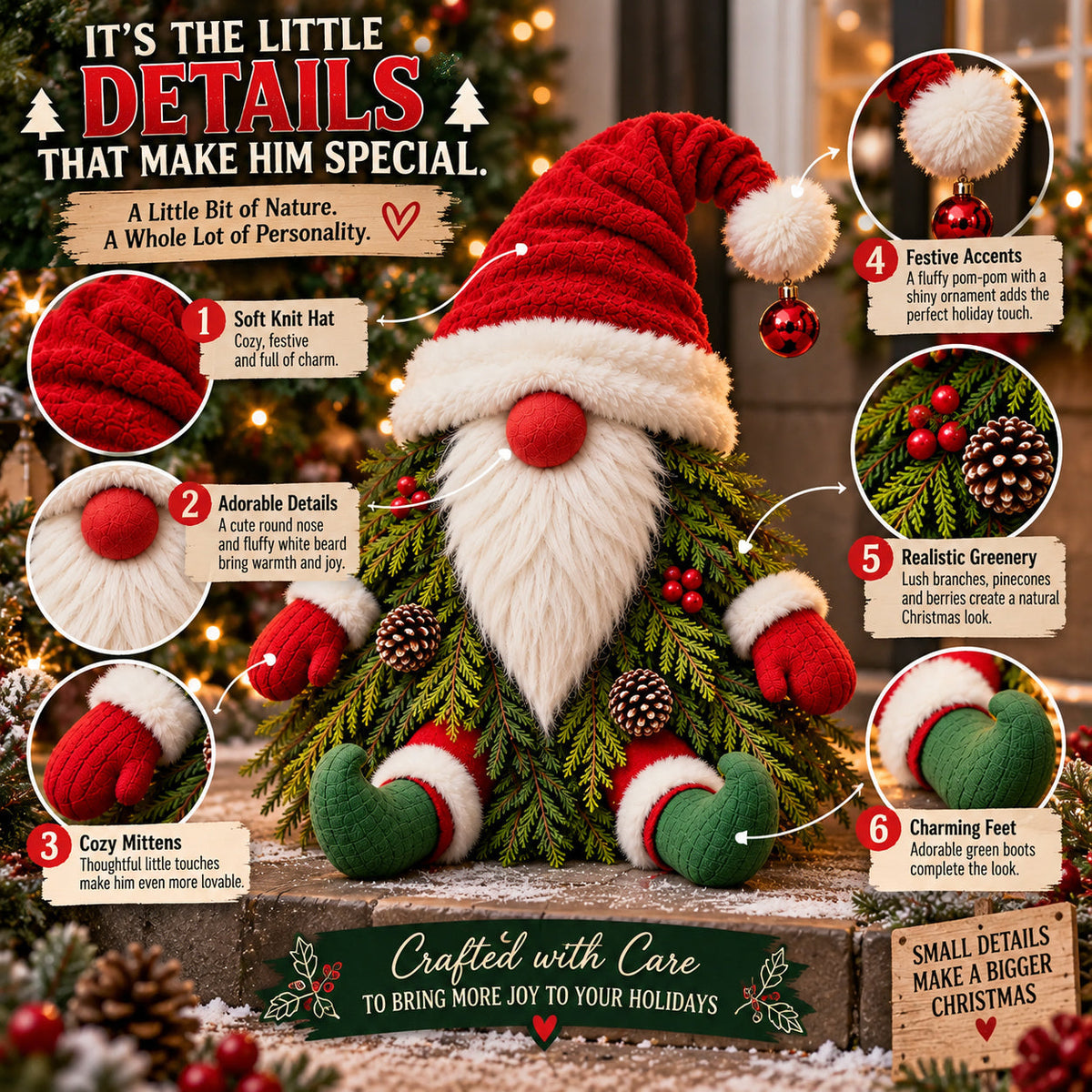 Who Says Gnomes Can't Be Christmas Trees? Adorable Christmas Gnome Porch Decoration