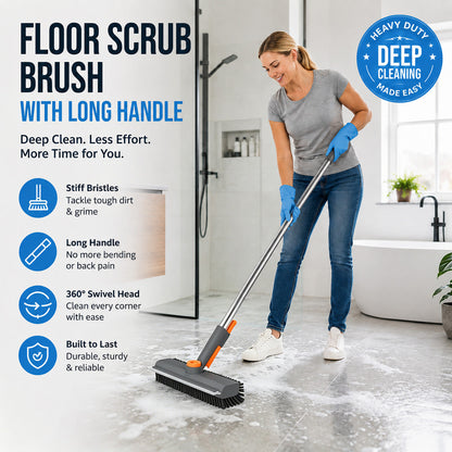 Heavy-Duty Floor Scrub Brush Powerful Deep Cleaning for Stubborn Dirt, Tile & Grout