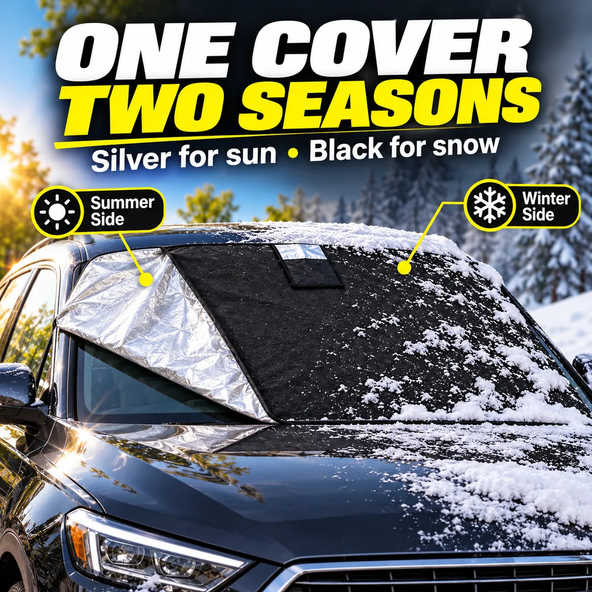 Reversible All-Weather Windshield Cover Snow, Ice & Sun Protection