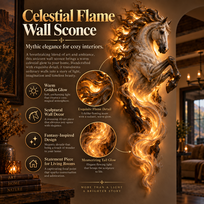 Celestial Flame Unicorn Wall Sconce A Magical Guardian Awakens on Your Wall