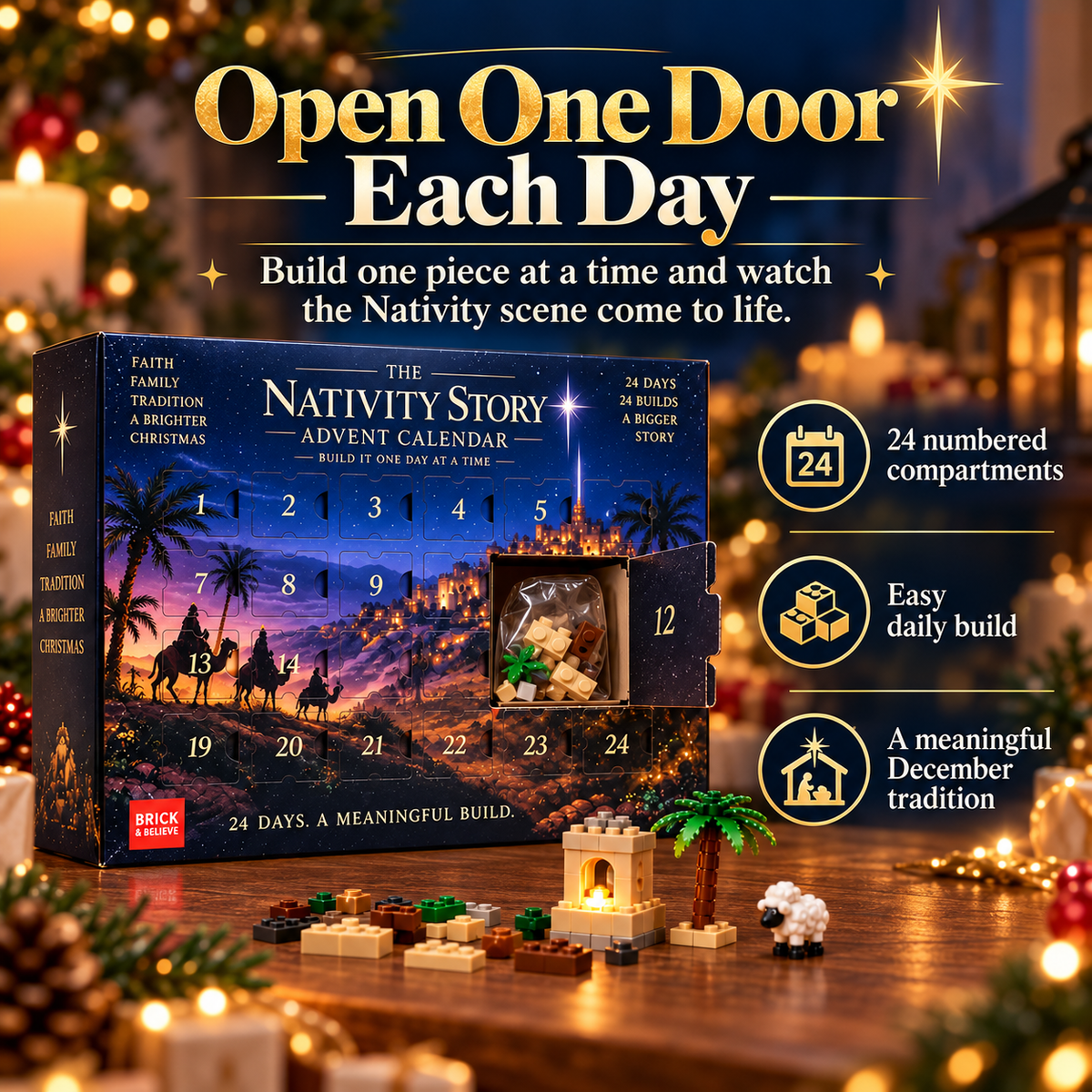 Nativity Advent Calendar 24-Day Buildable Christmas Nativity Set