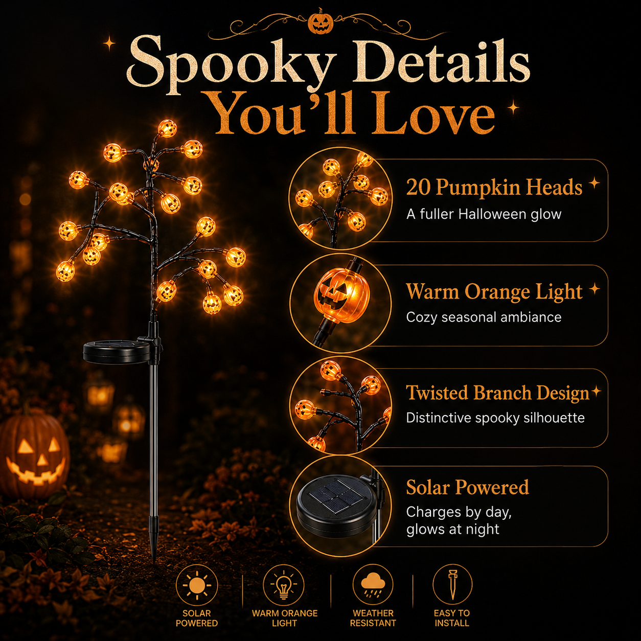 Solar Pumpkin Stake Light