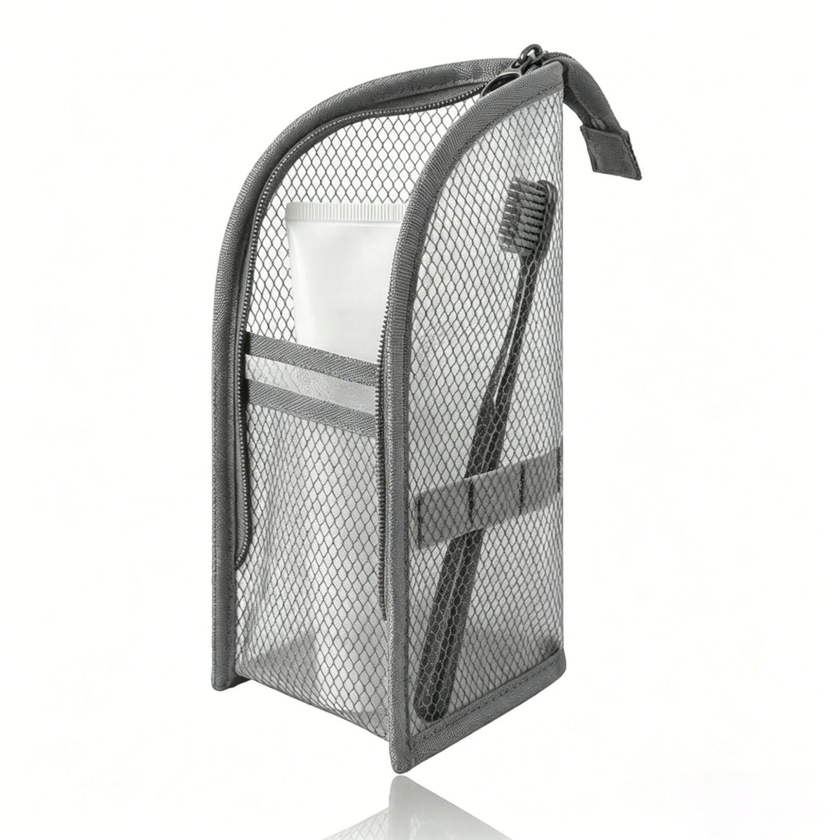 Portable Quick-Dry Mesh Toiletry Bags Hanging Travel Organizers with Toothbrush Slots