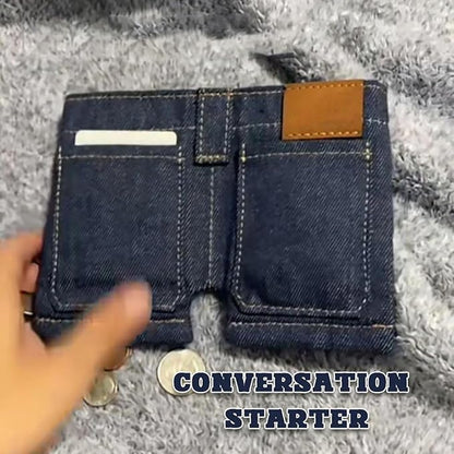 Mini Jeans Shaped Wallet - Denim Bifold Wallet for Men & Women