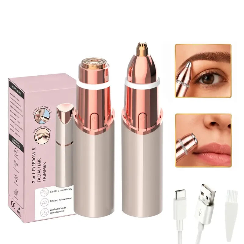 2-in-1 Rechargeable Facial & Eyebrow Hair Trimmer