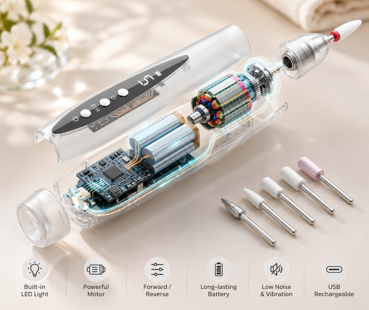 Electric Nail Grinder With LED Light