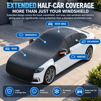 Upgrade 6-Layer Half-Car Protective Cover Snow, Frost, UV & Wind Protection