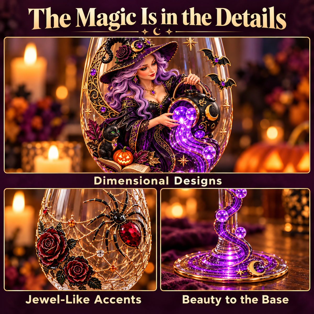 Halloween Decorative Wine Glass Collection | 5 Spooky Designs