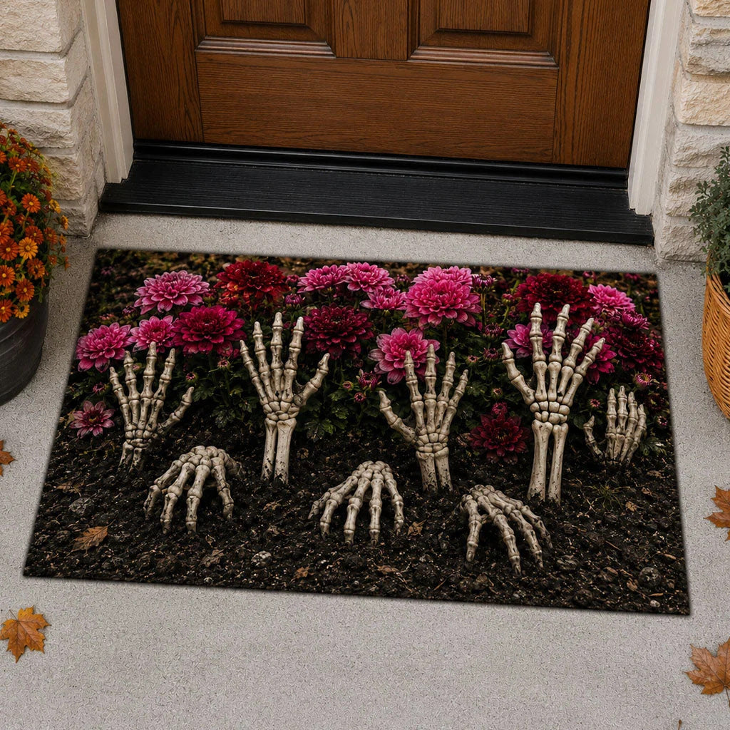 Halloween Plush Doormat Soft Crystal Velvet Entryway Mat, Non-Slip Front Door Rug for Festive Home Decor