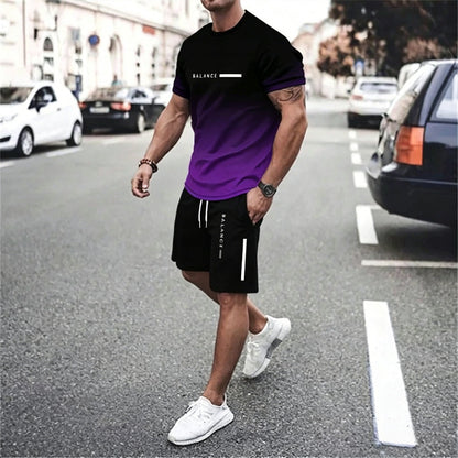 Best Gift For Father's Day Men's Gradient Fitness 2-Piece Set