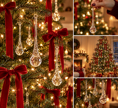 Crystal Teardrop Christmas Ornaments Elegant Hanging Tree Decorations