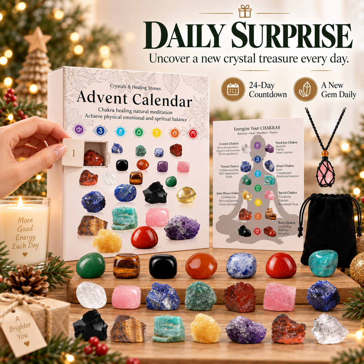 Crystal Advent Calendar - 24 Days Gemstone Gift Box