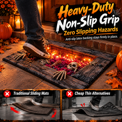 Halloween 3D Pit Illusion Welcome Mat - Non-Slip Horror Door Mat