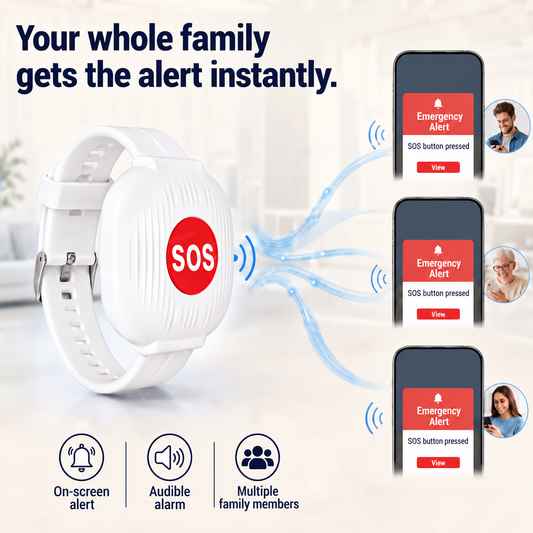 One-Touch WiFi SOS Alert Bracelet Instant Family App Notifications, IP67 Water Resistance & Rechargeable Design
