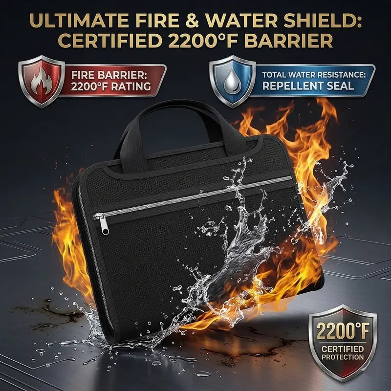 Fire-Resistant Document Organizer Bag Large Capacity A4 File Storage Case