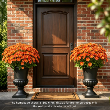 Artificial Outdoor Sunset Mums Flowers - UV resistant, Waterproof, Windproof