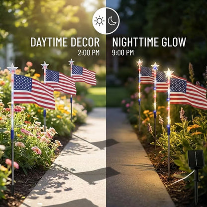 250th Independence Celebration: 8 Solar American Flag Pathway Lights