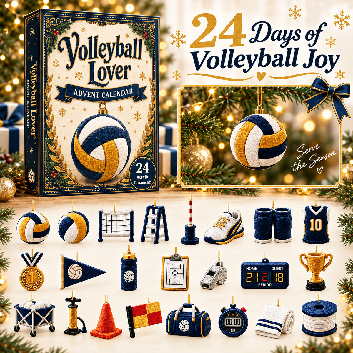 LAST CHANCE 24-Day Volleyball Advent Calendar With 24 Game-Day Ornaments